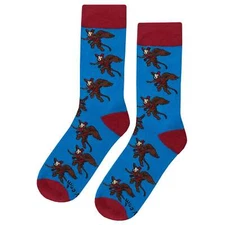 NWT Flying Monkey Blue Dress Socks Novelty Men 8-12 Crazy Fun Sockfly