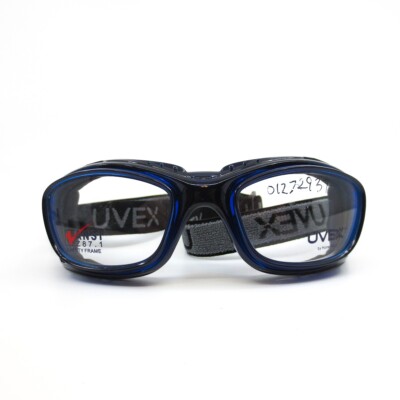 uvex Safety Goggles Eyeglasses Frames SW09 Black Blue Z87-2 with Strap 56-21-127