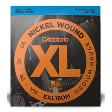 D'ADDARIO EXL160M BASS GUITAR STRINGS MEDIUM SCALE NICKEL WOUND - MEDIUM 50-105
