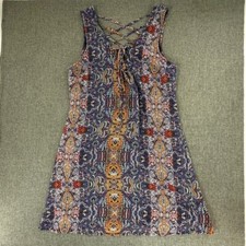 Speechless Shift Casual Dress Lightweight Crisscross Lace Paisley Print Large