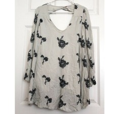 Free People Austin Emma Embroidered Long Sleeve Tunic Dress Mint Size XS