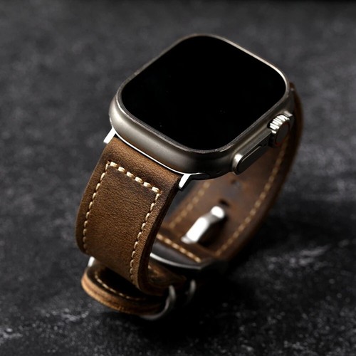 Retro Genuine Leather Watchband Strap For Apple Watch Ultra 1/2 49mm Series 9 8 - Picture 2 of 16