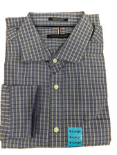 Tommy Hilfiger men's regular fit Stretch plaid Shirt Blue 17-17.5x32/33 NWOT