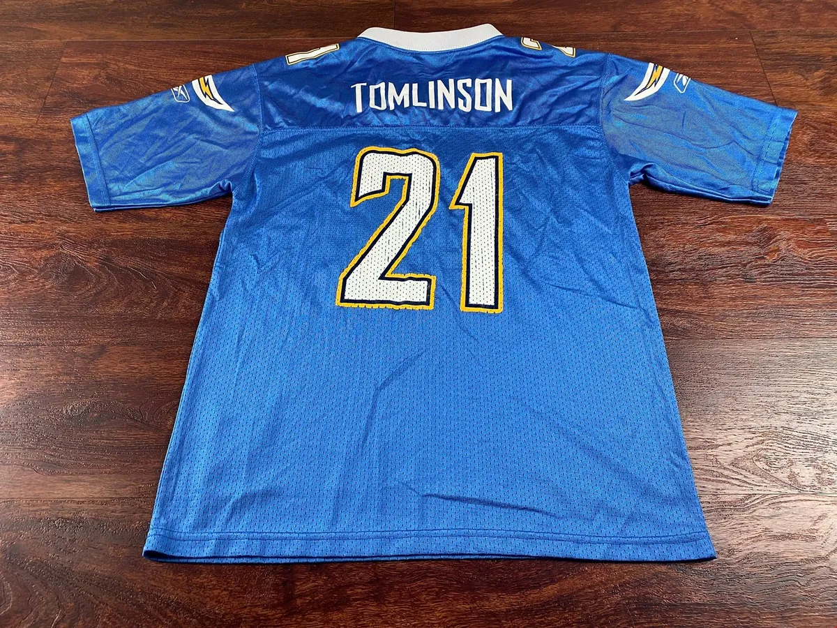 REEBOK Los Angeles Chargers NFL LaDainian Tomlinson #21 Blue Jersey Boyand#039;s Size L eBay picture pic