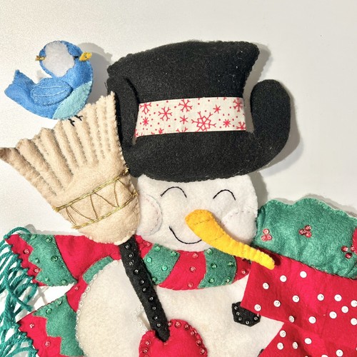 Bucilla Type Felt Sequined Frosty Snowman Woodland Friends Wall Hanging Decor - Picture 7 of 7