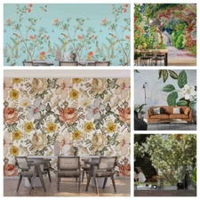 3D Flowers Leaves Color Self-adhesive Wallpaper Removable Wallpaper Wall Mural