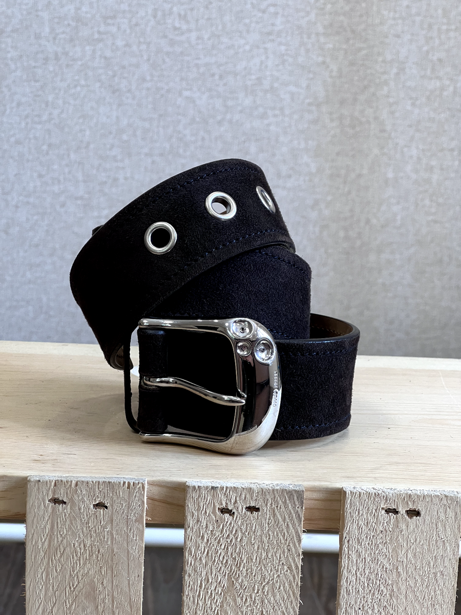 miumiu ベルト　ブラウン　2022 MIU MIU - miumiu ミュウミュウ ロゴバックル ベルト ブラウン