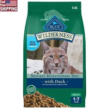 Grain Free High Protein Dry Cat Food Duck Recipe Natural 4lb Bag Adult Cats New