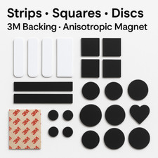 Self Adhesive Magnetic Tape Discs Squares Strips Anisotropic 3M Backing Roll