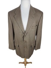 bill blass Mens 42R Brown Biege Check 100 Wool Weave Lt Weight Sport Coat S70