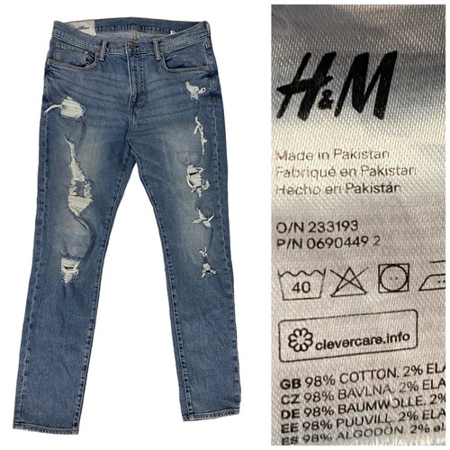 Pantalones de mezclilla H&M para mujer talla 36/32 ajustados cupé Moulante Distressed Rock Grunge - Imagen 6 de 11