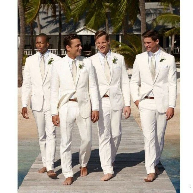 White linen suit clearance for beach wedding
