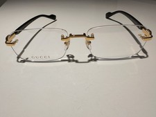 GUCCI GG1221O 001 Black Gold Men's Large Eyeglasses 56 mm Eyeglasses