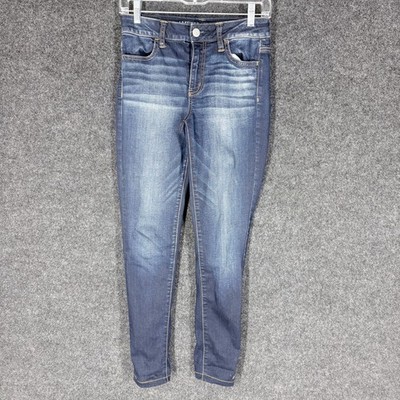 American Eagle Jeans Women 2 Blue Denim Dark Wash Mid Rise Jeggings Pockets