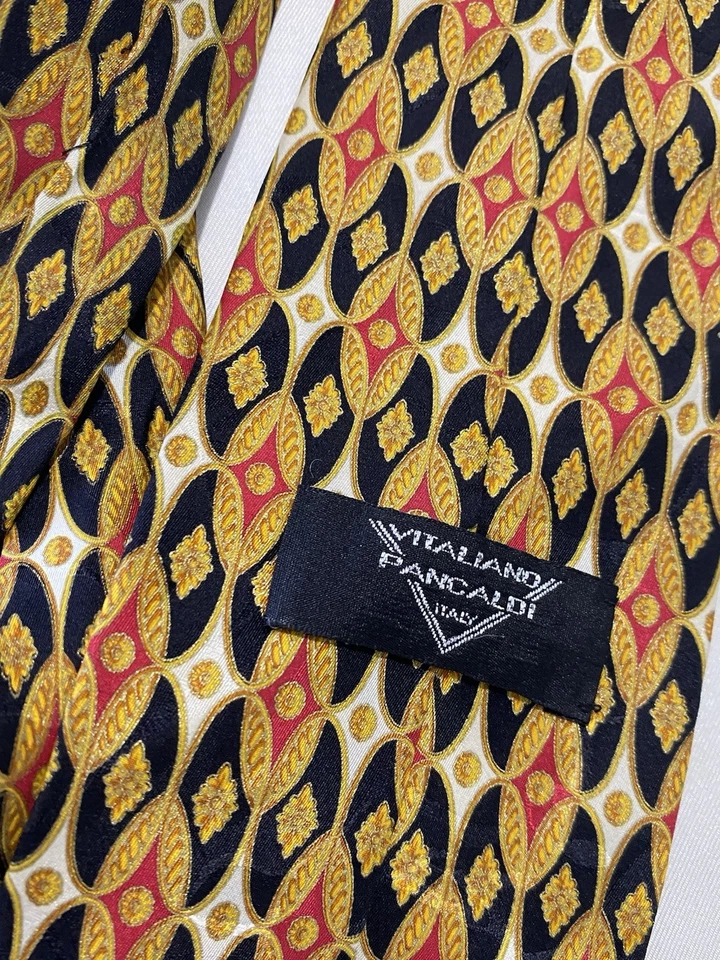 Галстук мужской VITALIANO PANCALDI черный/золотой шелк ручной работы в Италии 🇮🇹  - Изображение 2 из 4