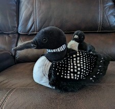 Vtg 90s Discovery Channel Bird Loon Mom Baby Chick Plush NO SOUND Water Fowl