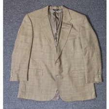 Brooks Brothers Wool Houndstooth Plaid Blazer Tan Mens 45R Two Button Sport Coat