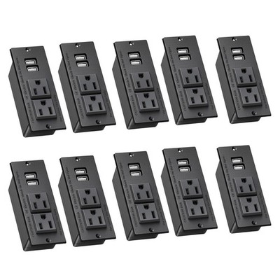 Kungfuking 10-Pack Recessed Power Strip Desktop Power Grommet Conference In