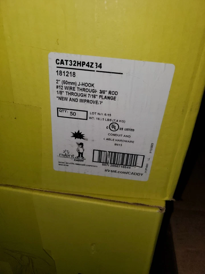 CADDY nVent CAT32HPHP4Z34. CAT HP J-Hooks, 2” Diameter, NEW (Box of 50)