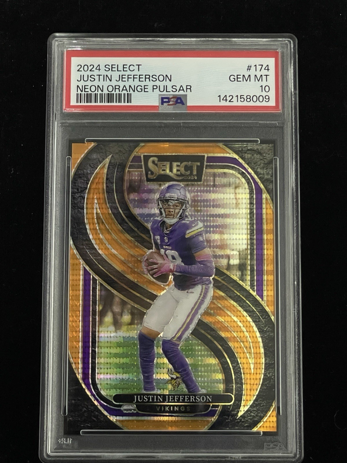 2024 Select #174 Justin Jefferson Neon Orange Pulsar /7 *HOT POP GEM* ships free view 2