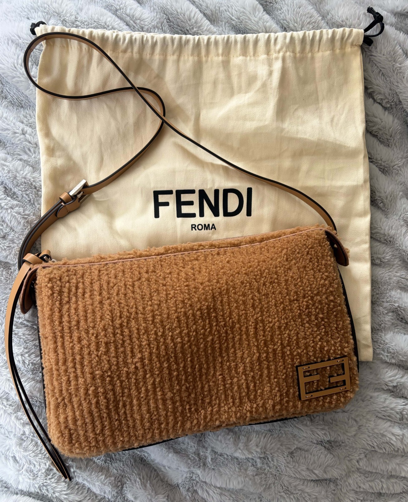 Fendi Shearling Simply Shoulder Bag Medium