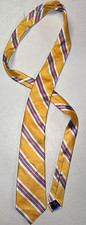 Ted Baker London Silk Tie Gold Blue Red Striped Textured Necktie Made in USA