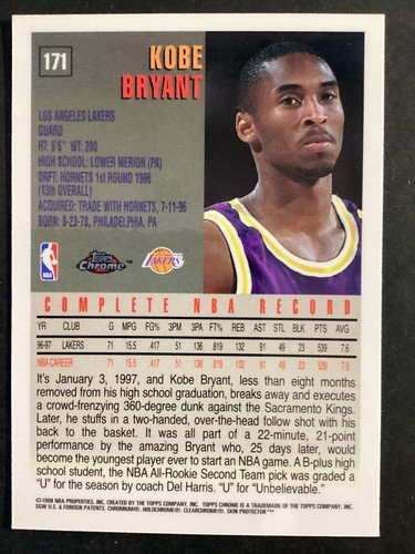 1997-98 Topps Chrome - Kobe Bryant #171 LA Lakers NICE !!! - Picture 2 of 2