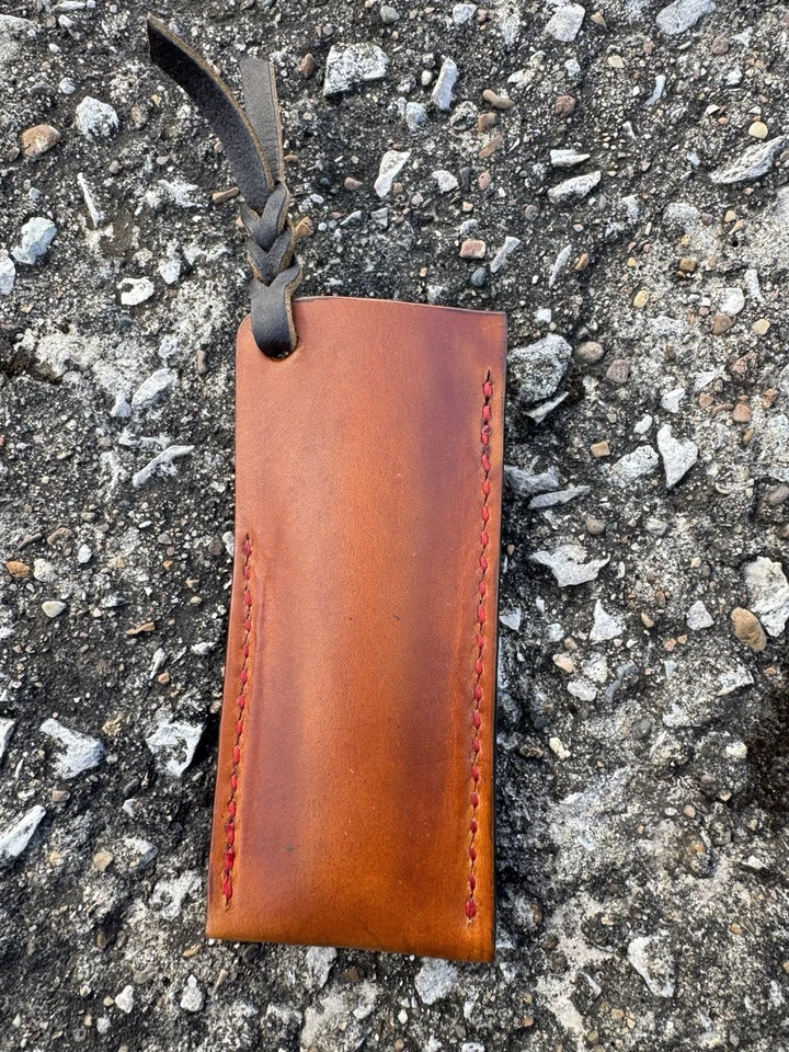 Cuchillo de cuero bolsa deslizante estuche hecho a mano XX tamaño cuchillo trampero o ganadero Foto 3 de 4