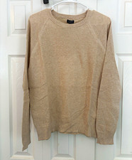 J.CREW Men s Beige Crew Neck Pullover Sweater Knit Cotton Long Sleeve M