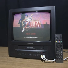 Toshiba 13" MV13L3 VHS Combo CRT TV with Remote BURN-IN