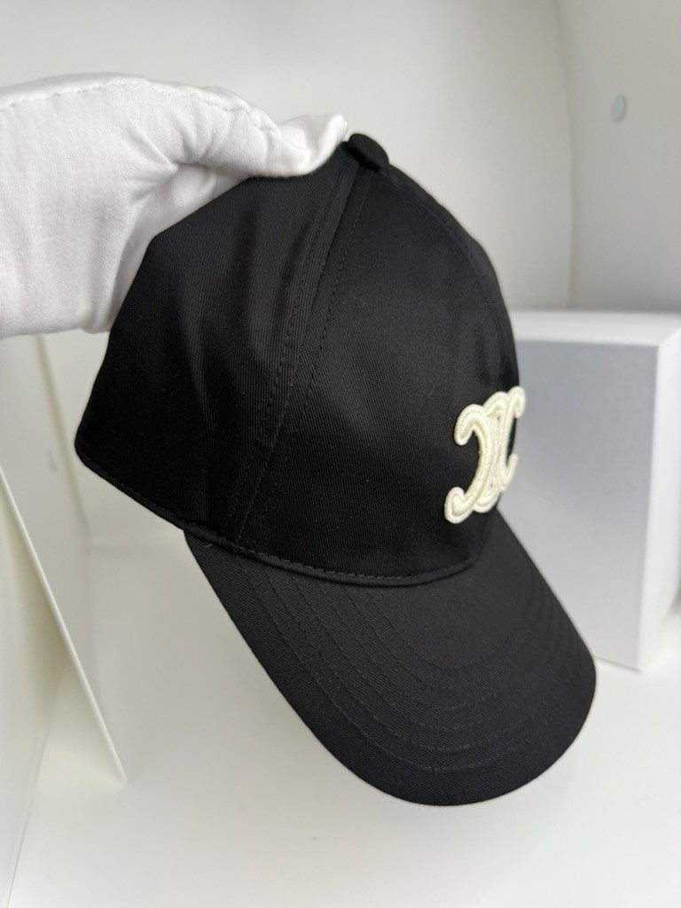 Celine Triomphe Black/Cream Adjustable Baseball Cap Women's Medium image 7
