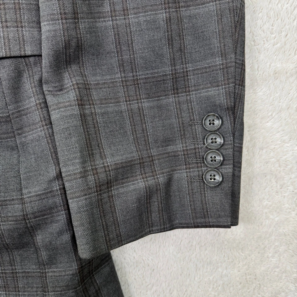 NEW Stafford Mens 46L Gray Plaid Classic Fit Year Round Sport Coat Blazer Casual - Image 3 of 4