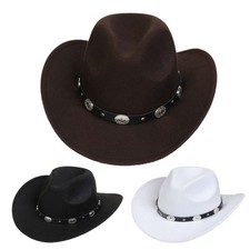 Western Cowboy Hats Men Women Classic Retro Felt Cowboy Cowgirl Hat Sun Protect