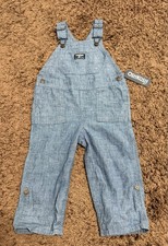 New Oshkosh B'Gosh Bib Overalls 24 M Blue Med Wash Denim Classic Unisex Piece