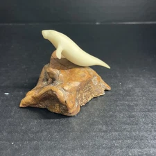 John Perry Florida Manatee Art Sculpture on Burlwood Gray Nautical Ocean 1986