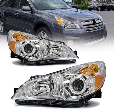 Headlights Chrome Housing Left + Right Pair for 2010-2014 Subaru Legacy Outback