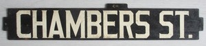 Vintage New York Subway BMT Train Metal Destination Sign Chambers Street NYC