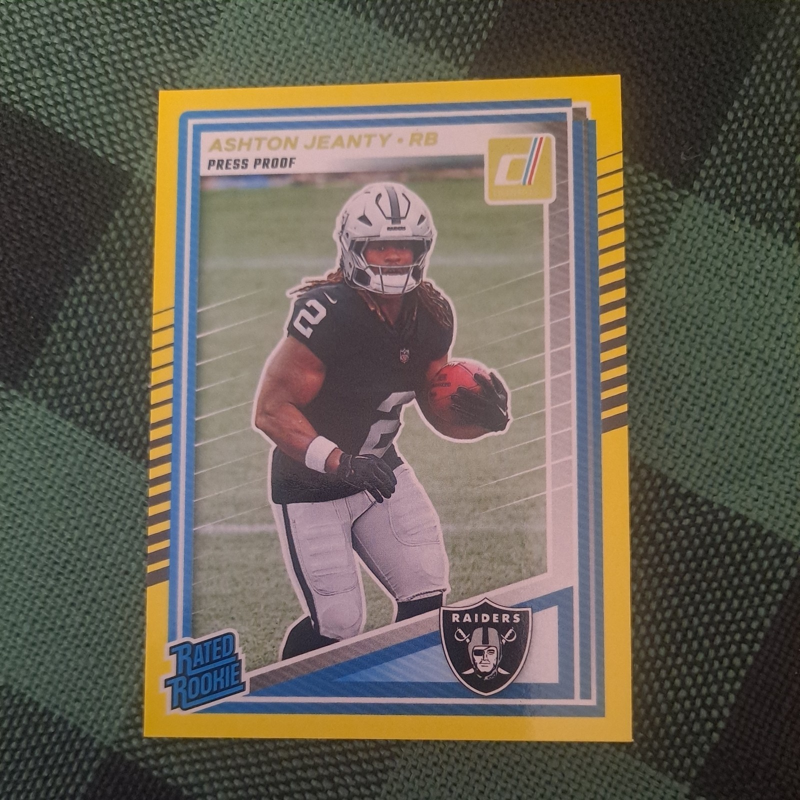 Ashton Jeanty 2025 Donruss Yellow Press Proof Rated Rookie Football Card