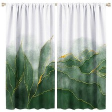 Luxury Green Marble Print Curtains,Watercolor Style Texture Design Room Darke...