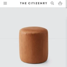 🆕 The Citizenry TORRES ROUND LEATHER OTTOMAN - SMALL (1 Piece)