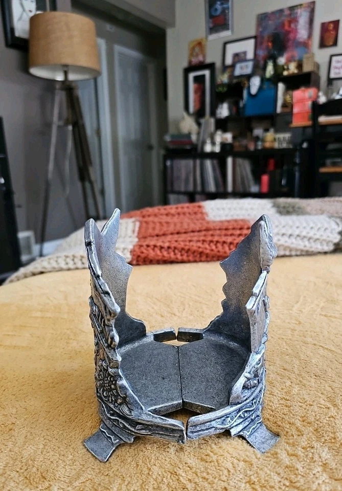 Tarro de peltre de metal candelabro pajarera pájaros enredaderas flores vintage 5" Foto 3 de 4