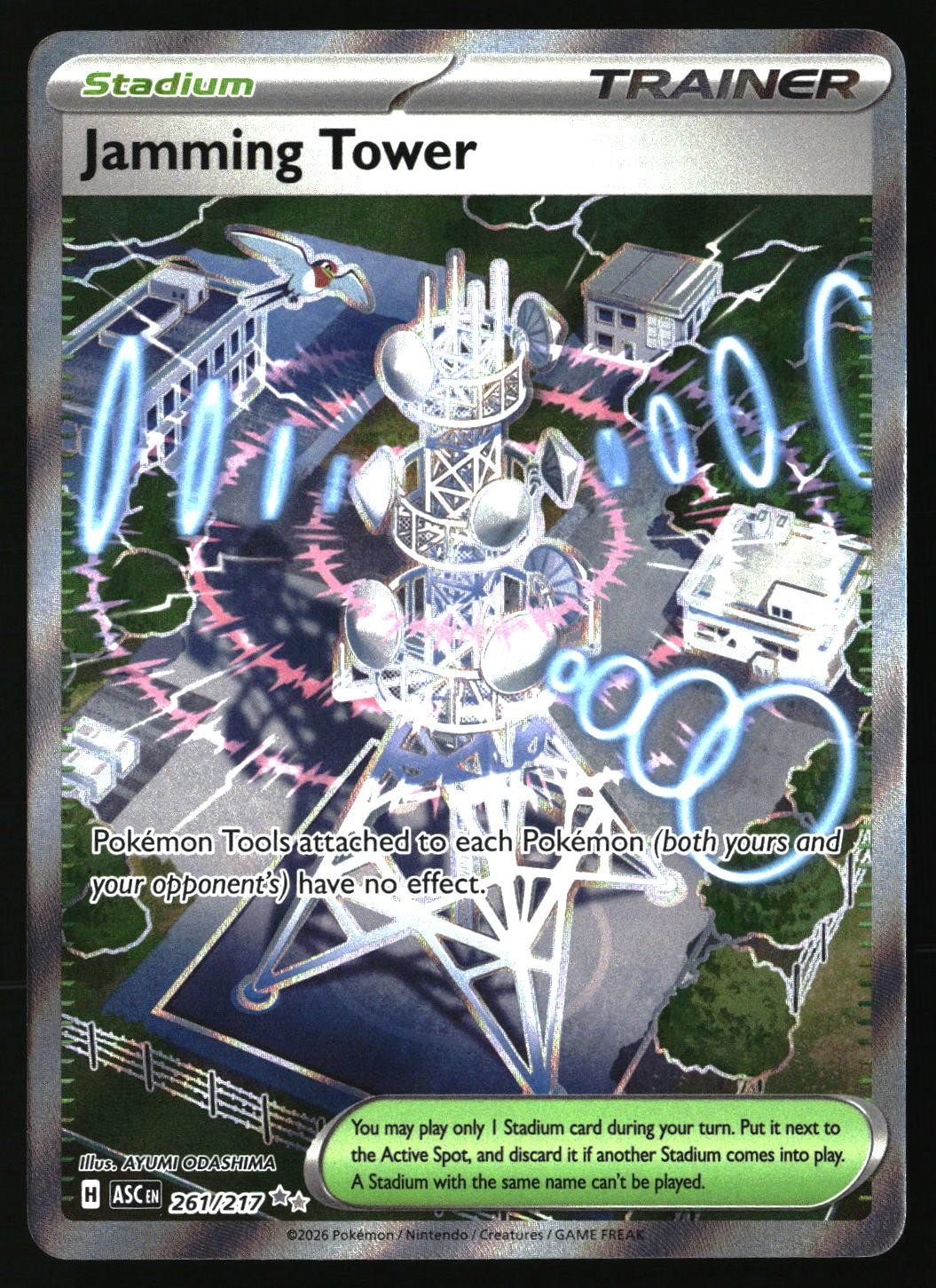 JAMMING TOWER 261/217 ULTRA RARE ASCENDED HEROES POKEMON HOLO NEAR MINT