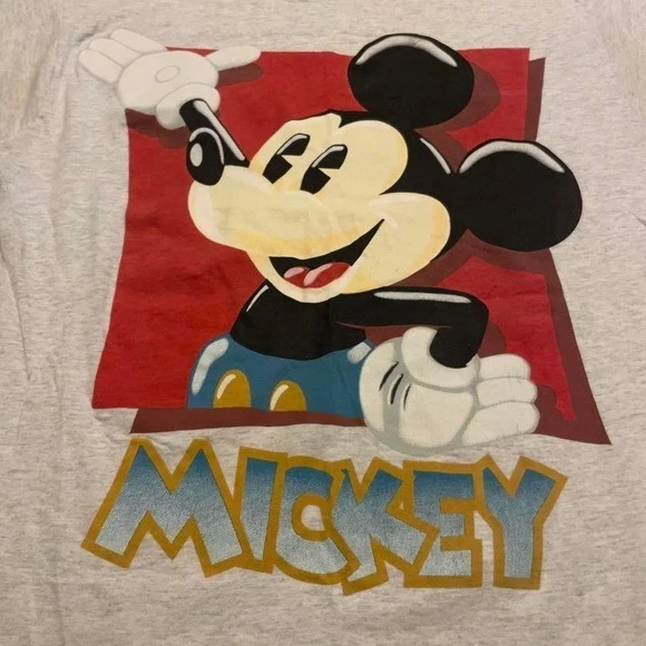 VTG 80s 90s Disney Mickey and Co. mouse cartoon big graphic tshirt L USA gray - Image 2 of 4