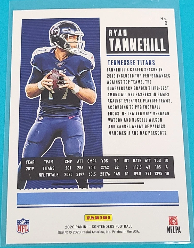 2020 Panini Contenders #9 Ryan Tannehill Tennessee Titans Football Card L2 - Image 2 of 2