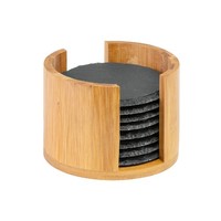 Westmark 8 Untersetzer In Bambusbox, Naturschiefer, Ø 10 Cm, Schieferfarben/Natu