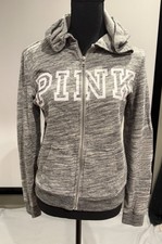 Pink Victoria's Secret Grey Zip Up Hoodie with Pockets Size XS