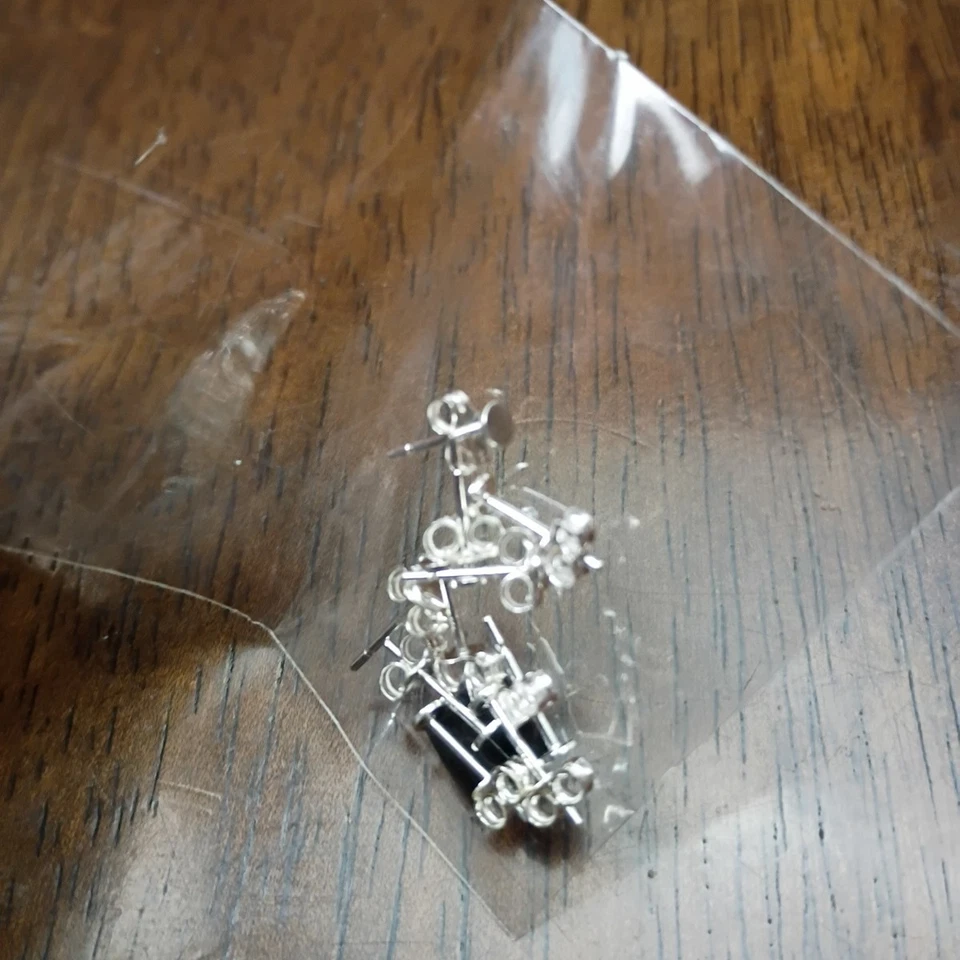 纯银耳钉带圆形平垫耳钉 5 对 — 第 3/4 张图片