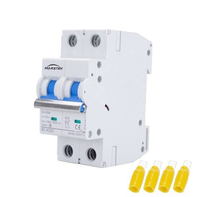 Circuit Breaker, DC Breaker 2 Pole 500v 63 Amp for Solar PV White 