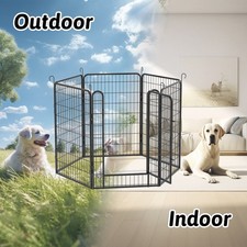 Heavy Duty 6 Panel Dog Playpen with Door - 39" Tall Metal Exercise Pen - Indoor