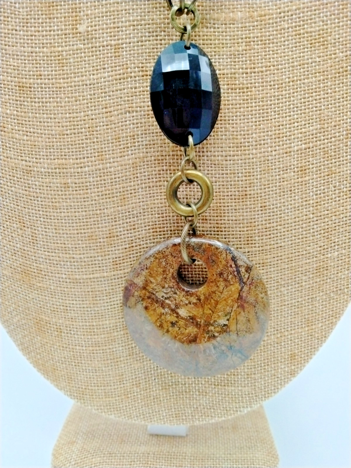 Shell & Stone Long Statement Necklace Beads Antiq… - image 7